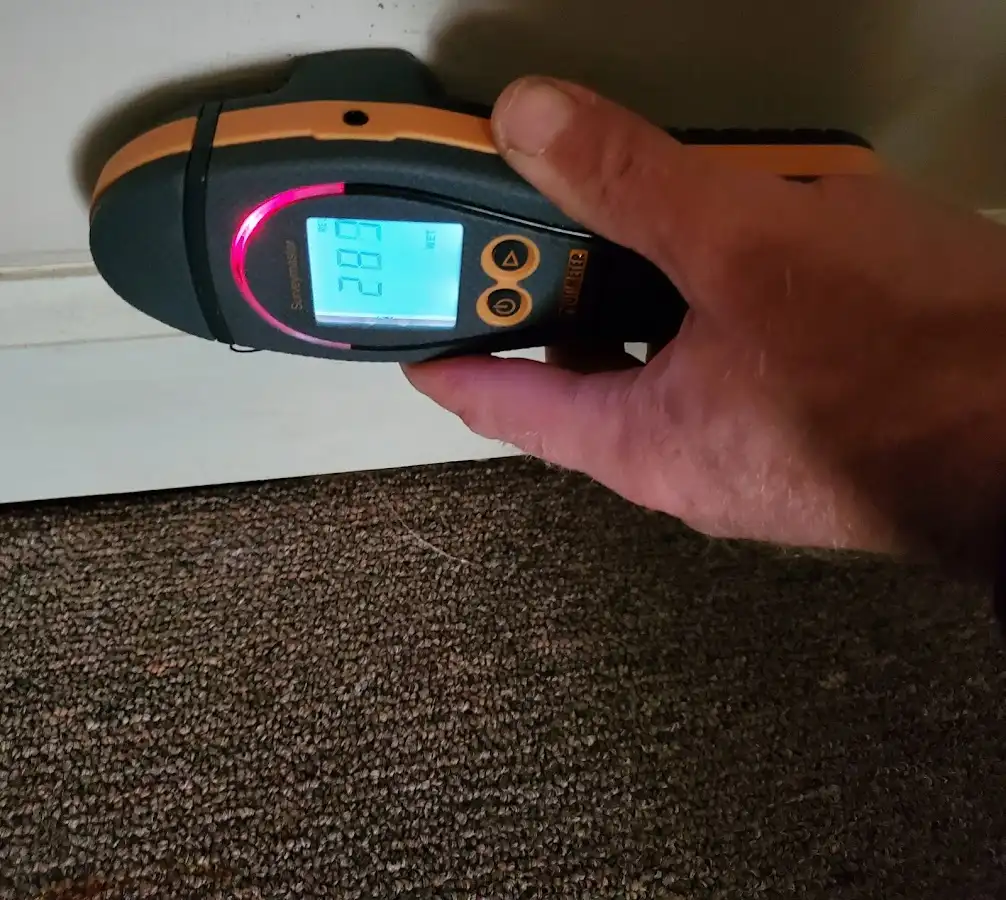 Moisture detection at baseboard during Storm Damage Restoration in Bellview